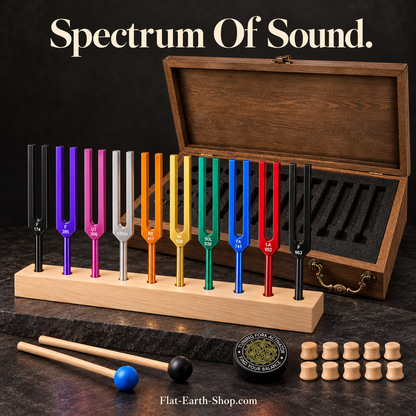 spectrum of sound tuning fork set in a dark studio setting