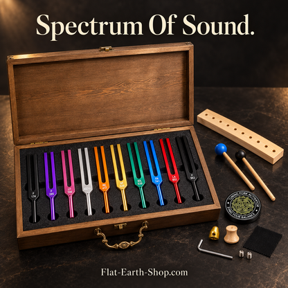 spectrum of sound tuning fork set in a dark studio setting