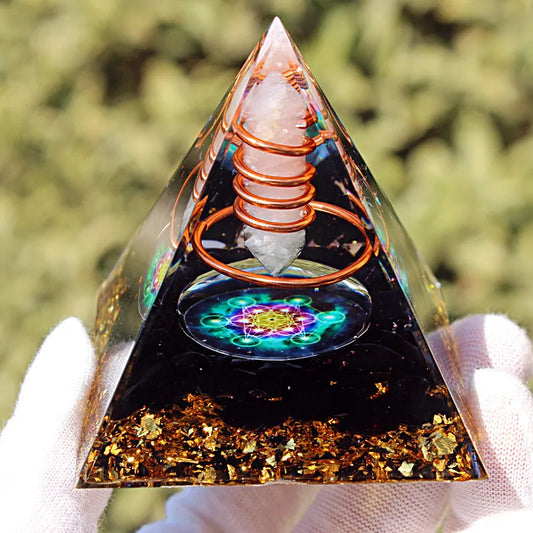 6CM Energy Generator Orgone Pyramid Copper Wire Is Wrapped around Crystal Posts Orgonite Pyramid Emf Protector