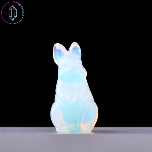 1.5Inch Cute Rabbit Statue Natural Crystal Quartz Mineral Animal Mini Stone Bunny Carving Healing Reiki Home Decor Craft Gifts