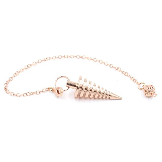 100% Copper Metal Pendulum for Dowsing Divination Reiki Spiritual Screw Pendant with Twine Shuttle Pendulo De Radiestesia X024