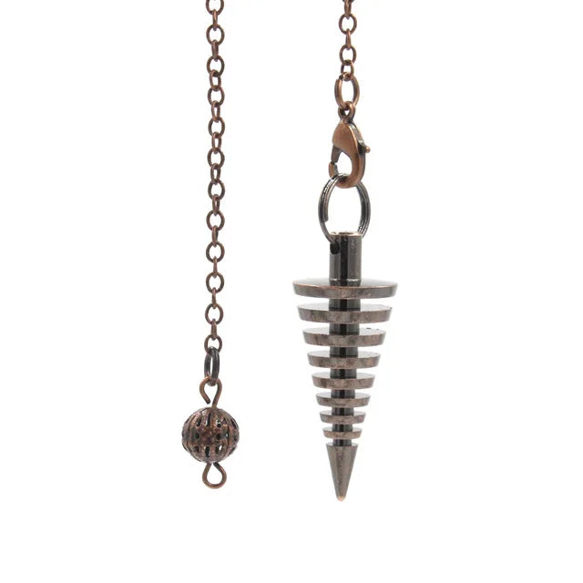 100% Copper Metal Pendulum for Dowsing Divination Reiki Spiritual Screw Pendant with Twine Shuttle Pendulo De Radiestesia X024