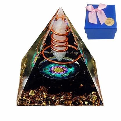 6CM Energy Generator Orgone Pyramid Copper Wire Is Wrapped around Crystal Posts Orgonite Pyramid Emf Protector