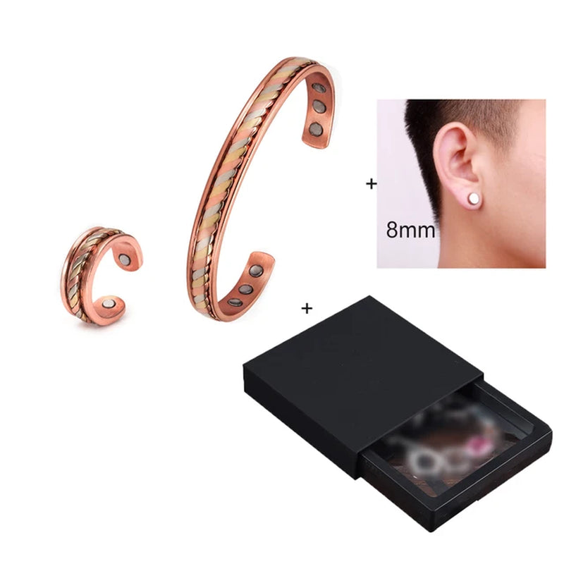 Elegant Copper Healing Jewelry Set – Adjustable Magnetic Therapy