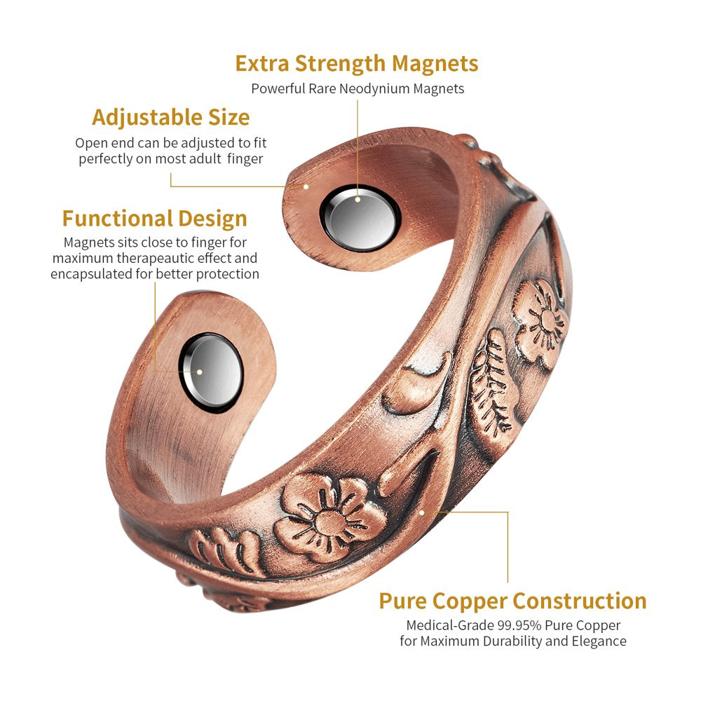 Trio of Handcrafted Magnetic Copper Rings – A Symbol of Health and Style