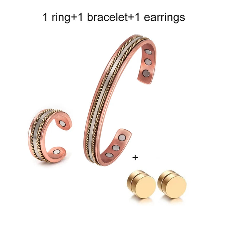 Elegant Copper Healing Jewelry Set – Adjustable Magnetic Therapy