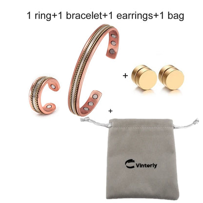 Elegant Copper Healing Jewelry Set – Adjustable Magnetic Therapy