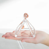 Celestial Echo 3-Inch Clear Quartz Crystal Singing Pyramid with Mallet - Pristine Sound for Healing and Meditation