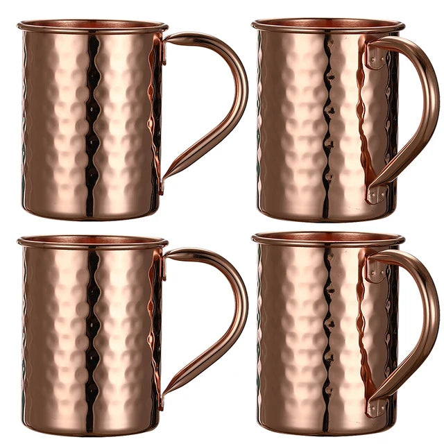 4PCS 100% Pure Copper Moscow Mule Mug for a Moscow Mule or Any Vodka Based Drink