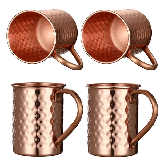 4PCS 100% Pure Copper Moscow Mule Mug for a Moscow Mule or Any Vodka Based Drink