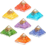 Chakra Balancing Orgonite Pyramid Set - Handcrafted Healing Gemstone Array