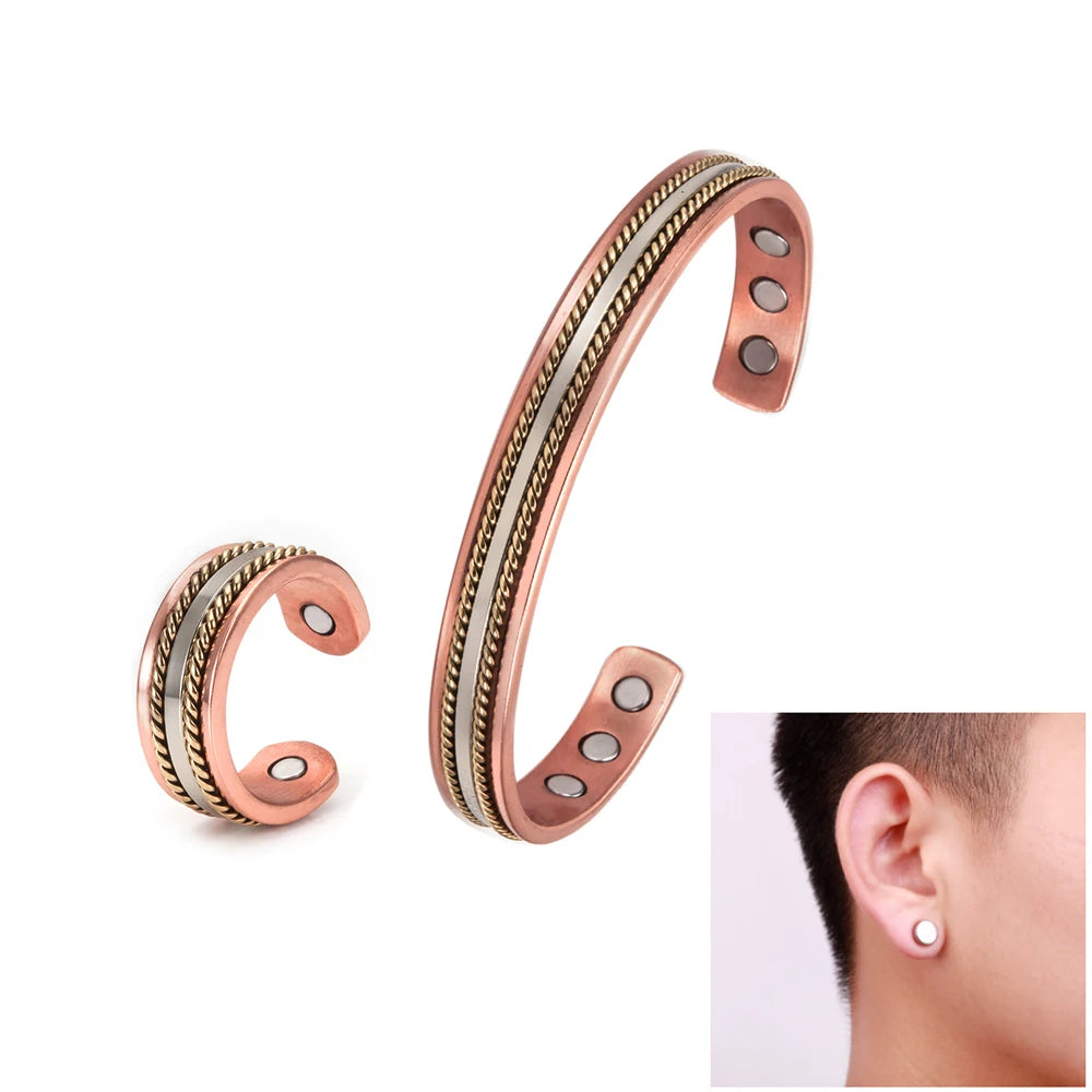 Elegant Copper Healing Jewelry Set – Adjustable Magnetic Therapy