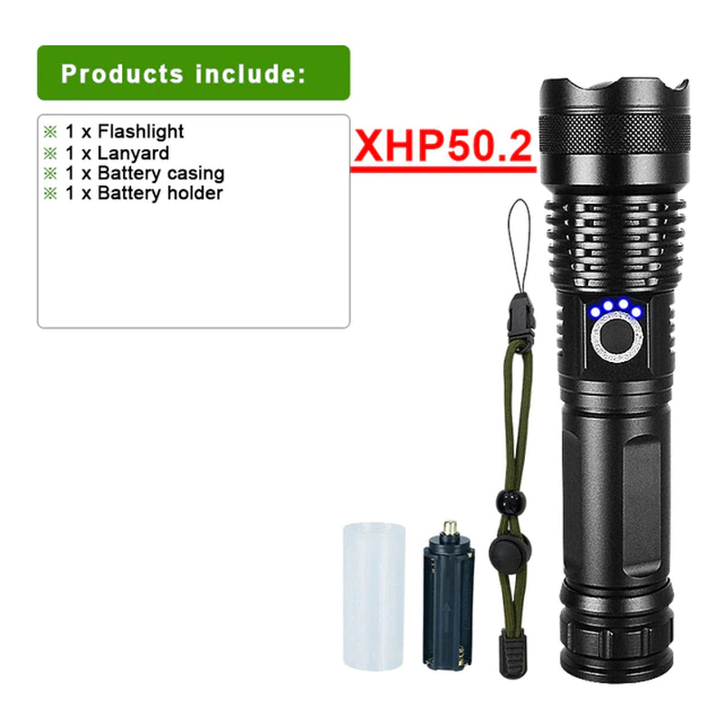 Most Powerful LED Flashlight USB Rechargeable Torch Light High Power Flashlight Tactical Lantern Long Shot Hand Lamp for Camping