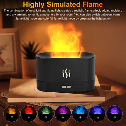 TSV 180ml Flame Air Humidifier & Essential Oil Diffuser - 3D USB 7 Color Light Aroma Diffuser for Home, Office, Spa, Gym