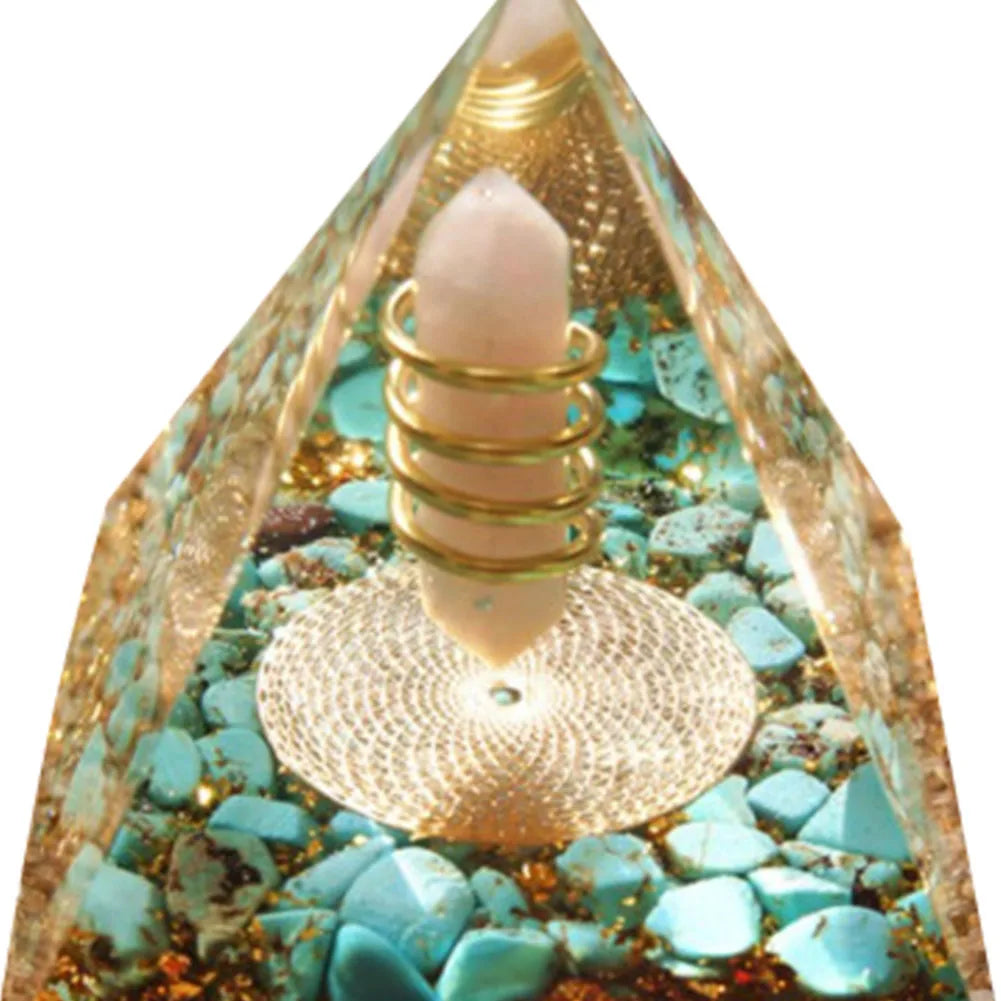 Natural Crystal Crushed Stone Energy Tower Handmade EMF Protection Healing Pyramids Art Carfts Ornaments Home Office Decoration