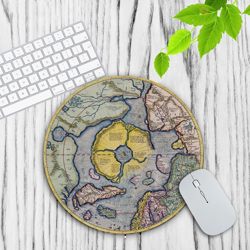 Computer Mat Earth Map round Carpet Table Mat Playmats Game Table Keyboard Gaming Mousepad Silicone Mat 