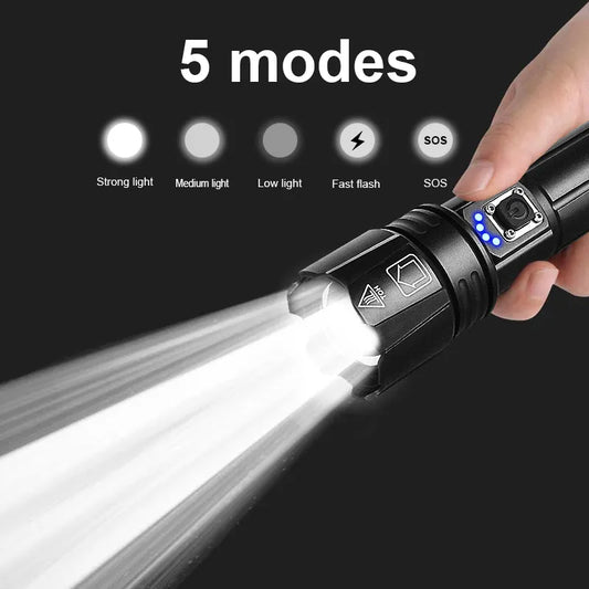 Most Powerful LED Flashlight USB Rechargeable Torch Light High Power Flashlight Tactical Lantern Long Shot Hand Lamp for Camping