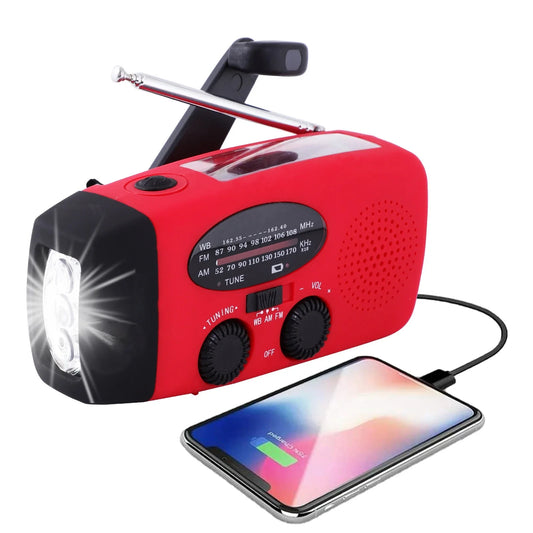 VersaCharge 2000mAh: Solar & Hand Crank Emergency Radio with LED Flashlight and Power Bank