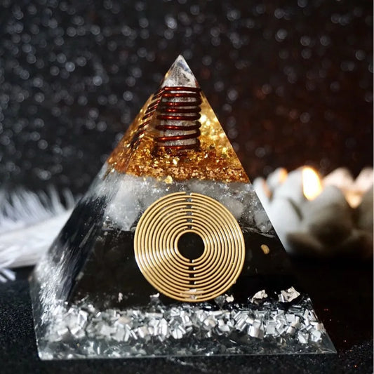 Natural Obsidian White Crystal  Meditation Healing Energy Orgone Pyramid Chakra Jewelry Sacred Geometry