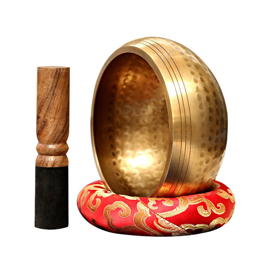 Nepal Handmade Tibet Buddha Sound Bowl Yoga Meditation Chanting Bowl Brass Chime Handicraft Music Therapy Tibetan Singing Bowl