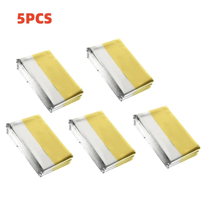 Multifunctional Gold-Silver Emergency Survival Blanket: Waterproof, Thermal, and Reflective for Outdoor Safety