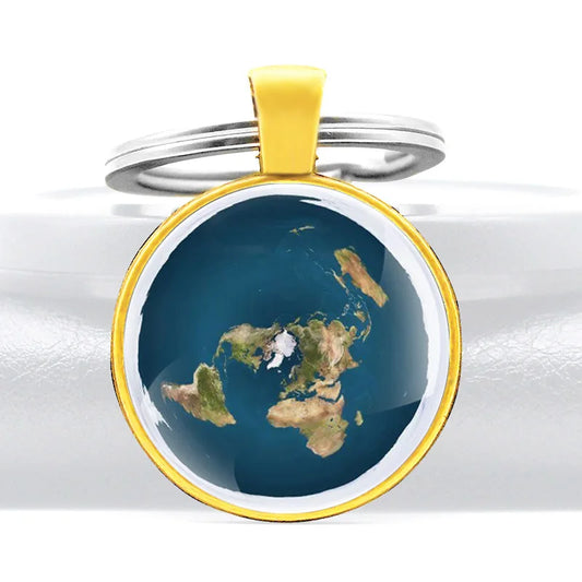 The Earth Is Flat Glass Cabochon Metal Pendant Key Chain Fashion Men Women Key Ring Jewelry Gifts Keychains