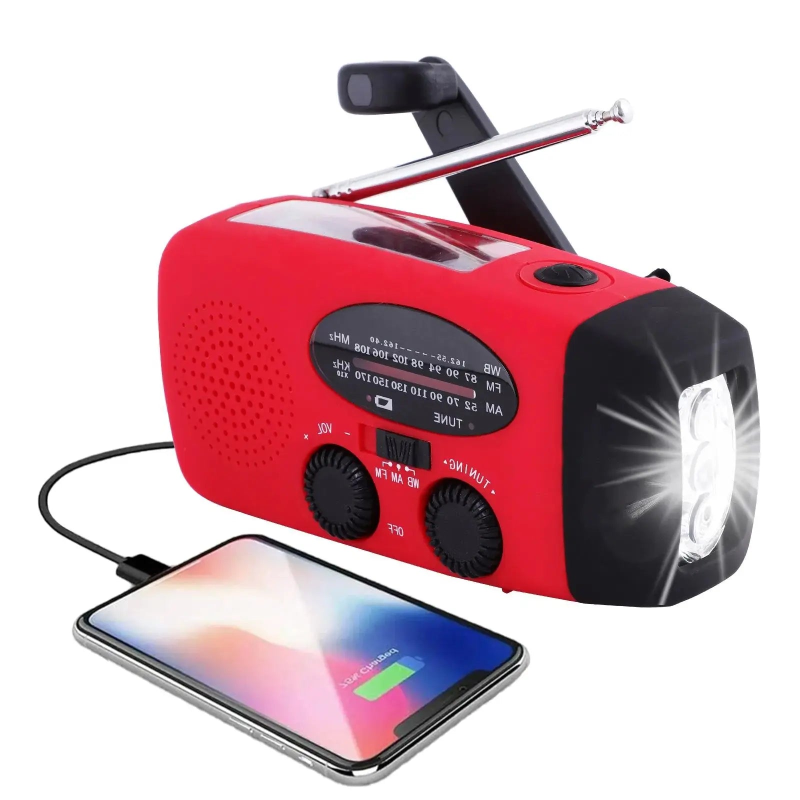 VersaCharge 2000mAh: Solar & Hand Crank Emergency Radio with LED Flashlight and Power Bank