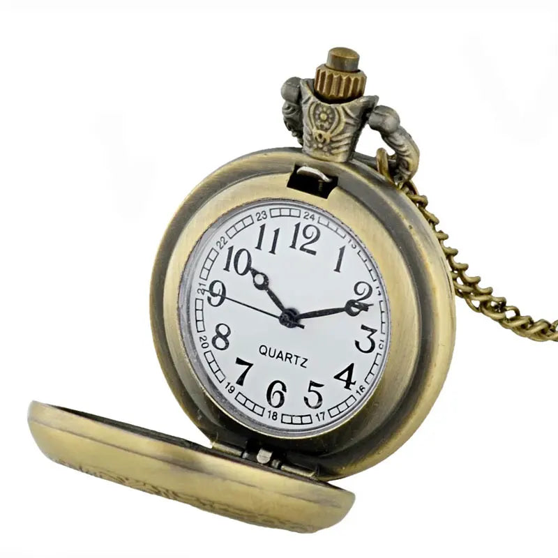 Unique the Earth Is Flat Bronze Vintage Quartz Pocket Watch Men Women Pendant Necklace Hours Clock Gifts