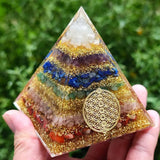 Orgonite Seven Chakra Energy Pyramid Aura Divination Supplies Yoga Meditation Ornaments Resin Craft EMF Protection Lucky Stone