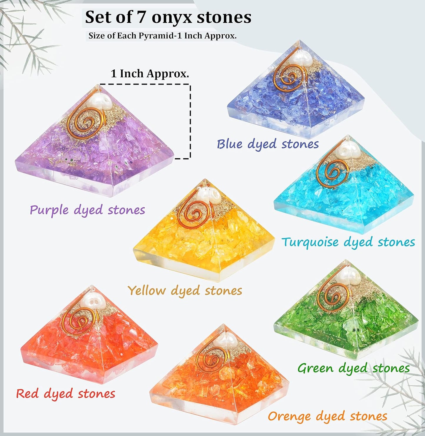 Chakra Balancing Orgonite Pyramid Set - Handcrafted Healing Gemstone Array