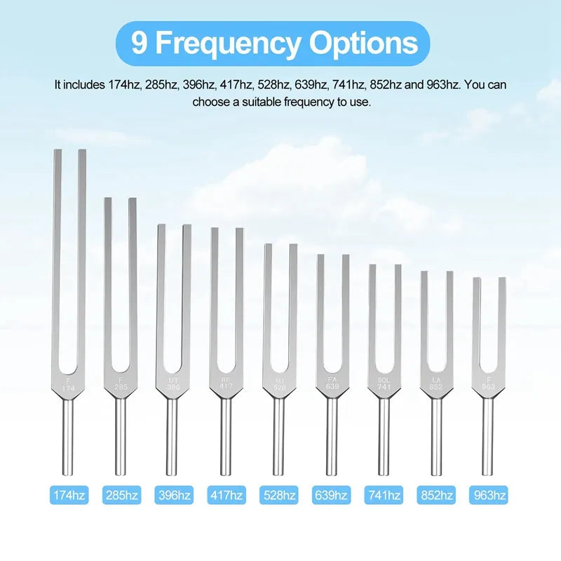 Tuning Fork Set - 9 Tuning Forks for Healing Chakra Sound Therapy Keep Body,Mind and Spirit in Perfect Harmony