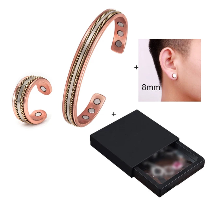 Elegant Copper Healing Jewelry Set – Adjustable Magnetic Therapy