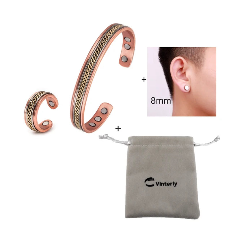 Elegant Copper Healing Jewelry Set – Adjustable Magnetic Therapy