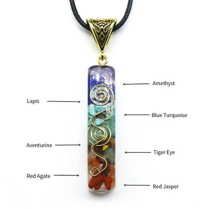 Natural Stone Orgonite Pendant 7 Chakra Healing Energy Reiki Unisex Necklace