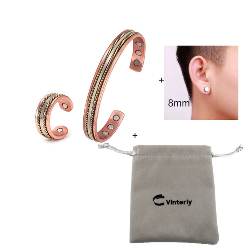 Elegant Copper Healing Jewelry Set – Adjustable Magnetic Therapy